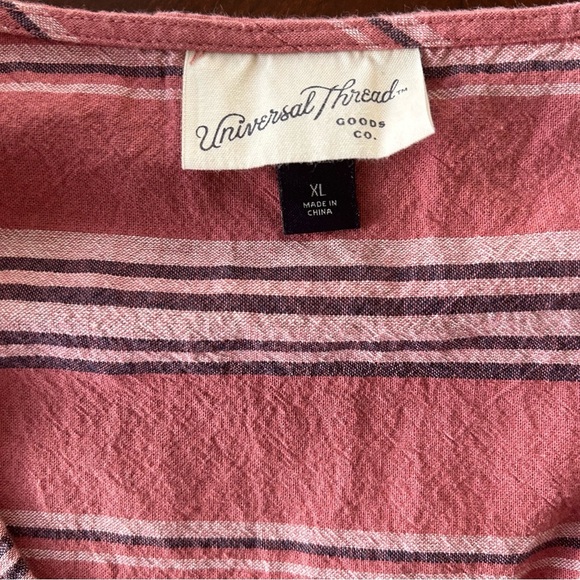 Universal Thread | 100% Cotton Striped Ruffle Hem Midi Dress - Picture 6 of 11